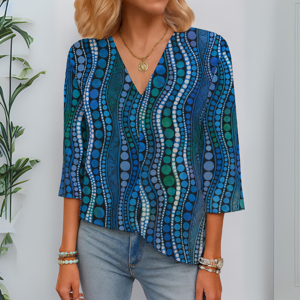 Bluse mit abstrakten Punkten für Damen