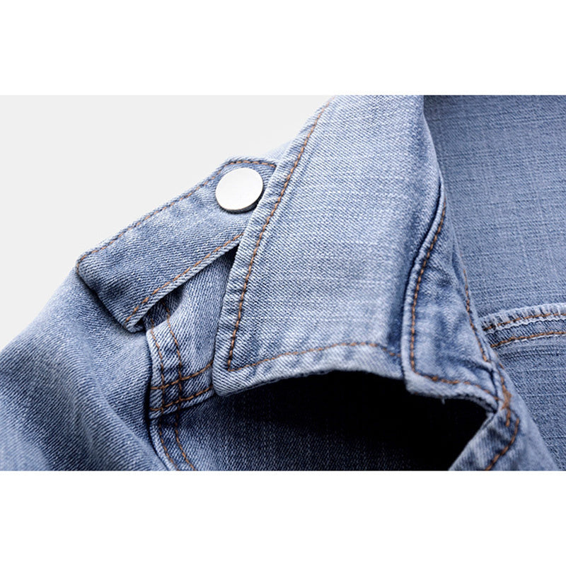 Damen-Jeansjacke mit langen Ärmeln und asymmetrischem Reißverschluss