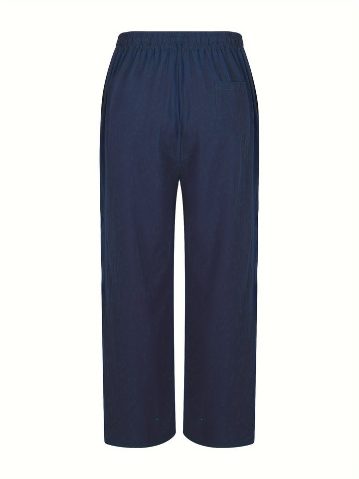 Herren Leinenhose mit elastischem Bund und Taschen für den Sommer