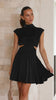 Damen Sommer Minikleid mit Falten und hohem Ausschnitt