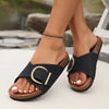 Damen Slip On Sommersandalen mit offener Zehenpartie
