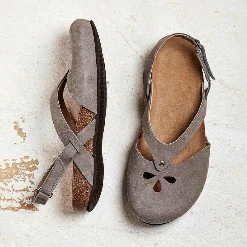 Damen Sommersandalen mit geschlossener Spitze und Knöchelriemen