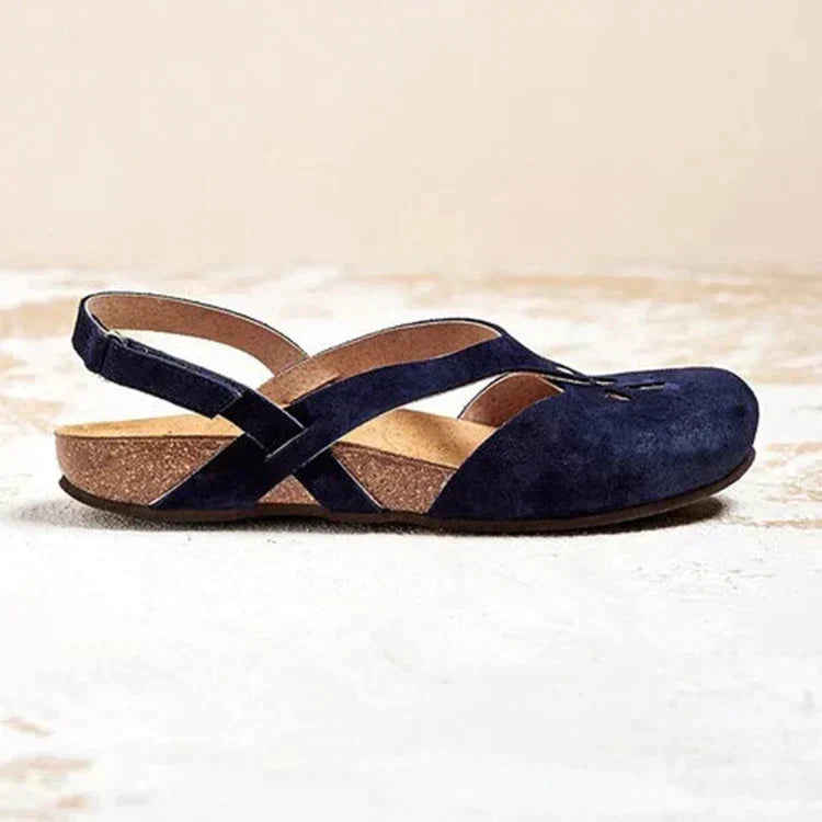 Damen Sommersandalen mit geschlossener Spitze und Knöchelriemen