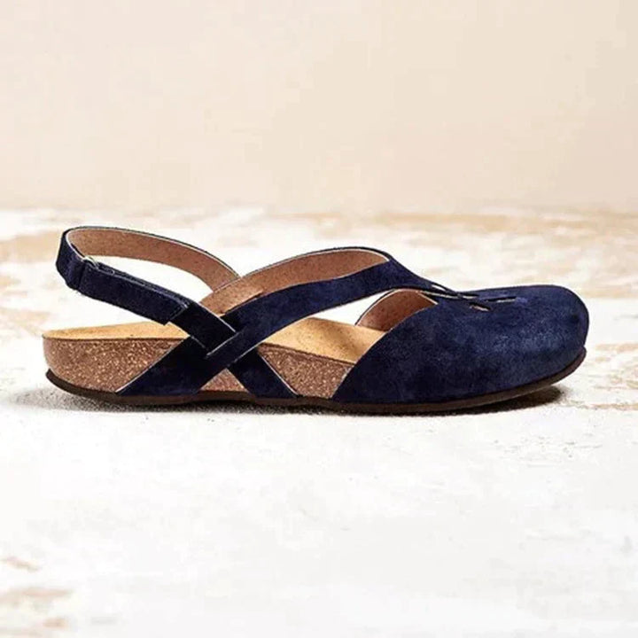 Damen Sommersandalen mit geschlossener Spitze und Knöchelriemen