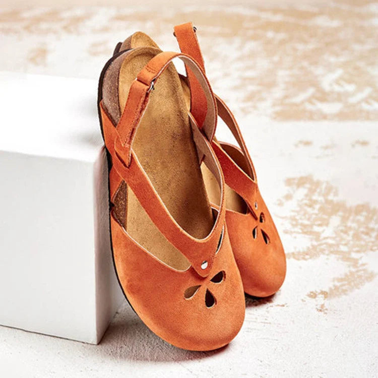 Damen Sommersandalen mit geschlossener Spitze und Knöchelriemen