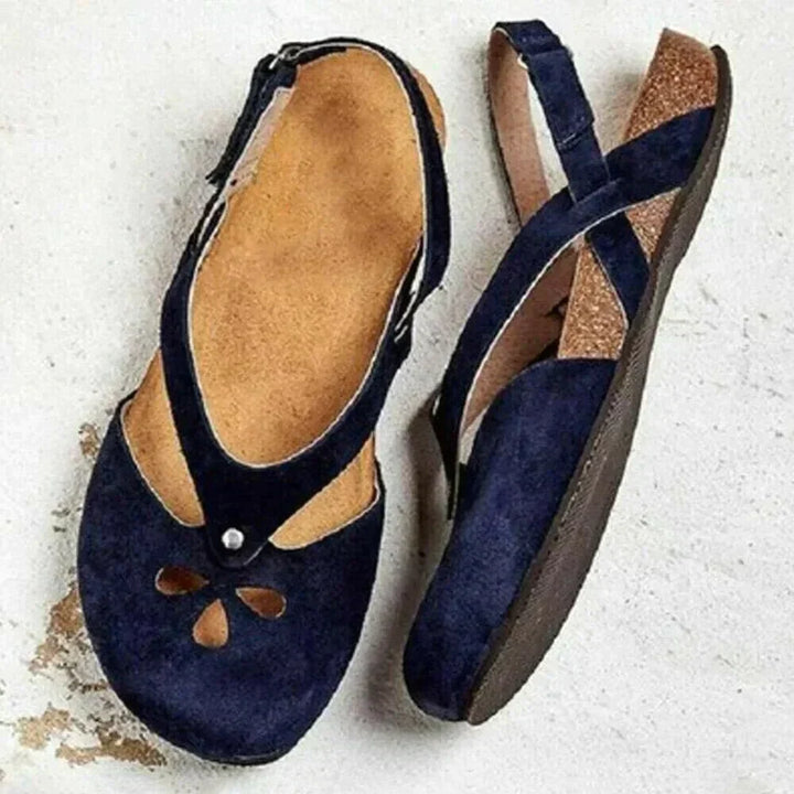 Damen Sommersandalen mit geschlossener Spitze und Knöchelriemen