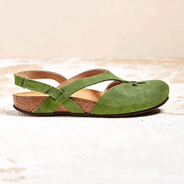 Damen Sommersandalen mit geschlossener Spitze und Knöchelriemen