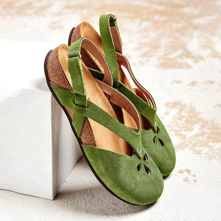 Damen Sommersandalen mit geschlossener Spitze und Knöchelriemen