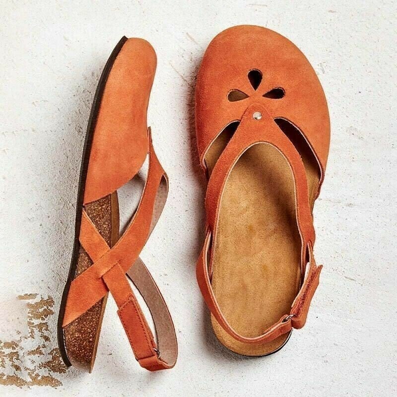 Damen Sommersandalen mit geschlossener Spitze und Knöchelriemen
