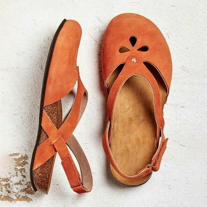 Damen Sommersandalen mit geschlossener Spitze und Knöchelriemen