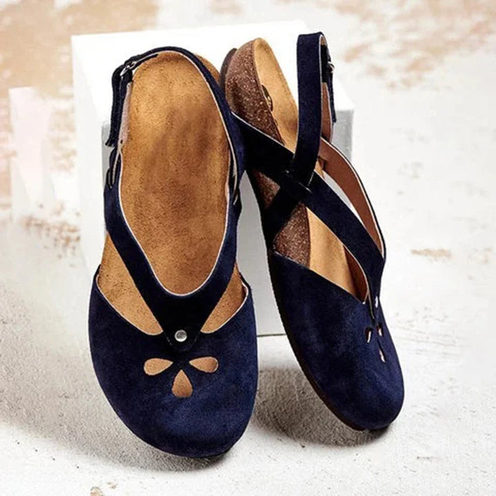 Damen Sommersandalen mit geschlossener Spitze und Knöchelriemen