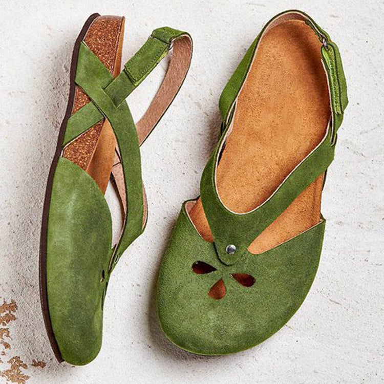 Damen Sommersandalen mit geschlossener Spitze und Knöchelriemen