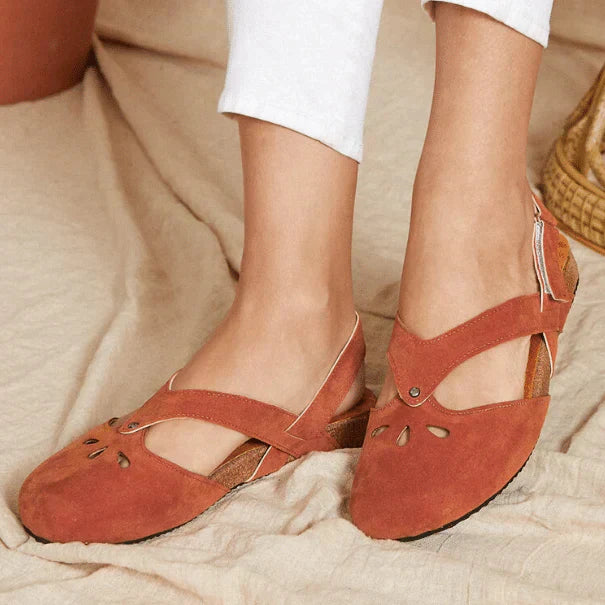 Damen Sommersandalen mit geschlossener Spitze und Knöchelriemen