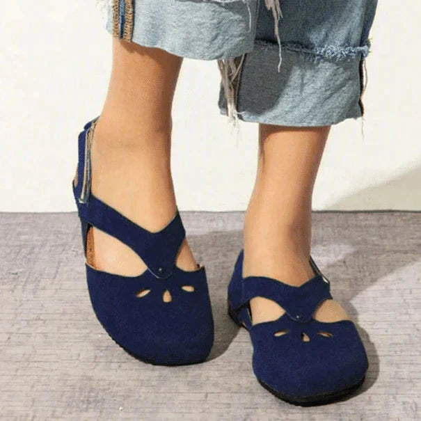 Damen Sommersandalen mit geschlossener Spitze und Knöchelriemen