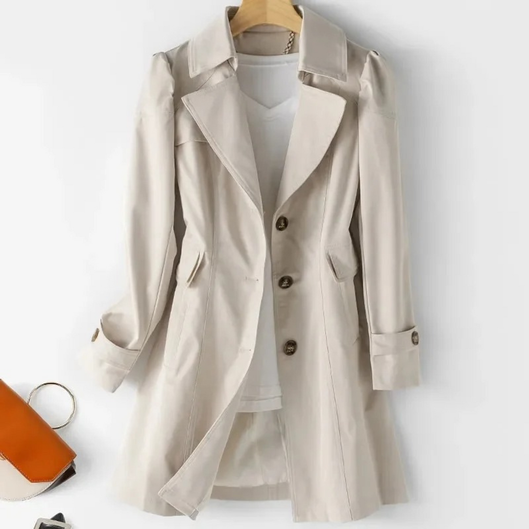 Damen Trenchcoat mit langen Ärmeln und Knopfverschluss