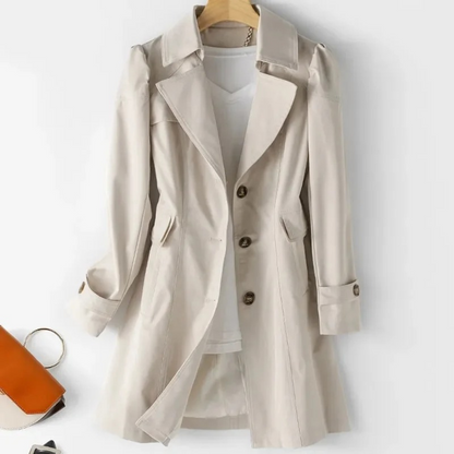 Damen Trenchcoat mit langen Ärmeln und Knopfverschluss