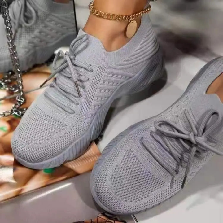 Damen Sommer Sneakers mit Schnürverschluss und Chunky Sohle