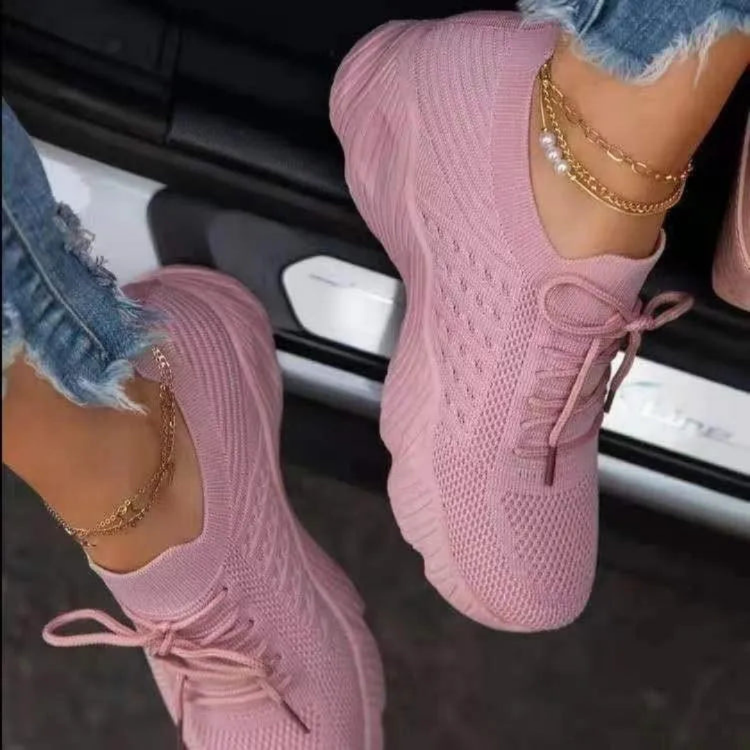 Damen Sommer Sneakers mit Schnürverschluss und Chunky Sohle