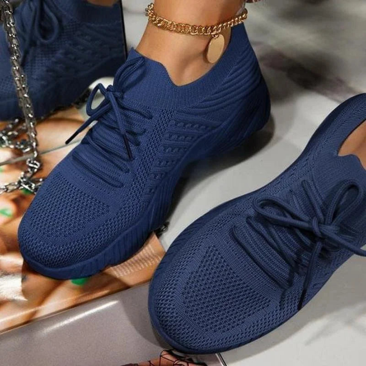 Damen Sommer Sneakers mit Schnürverschluss und Chunky Sohle