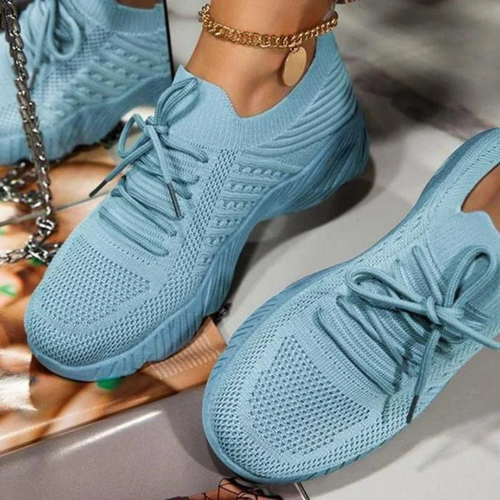 Damen Sommer Sneakers mit Schnürverschluss und Chunky Sohle
