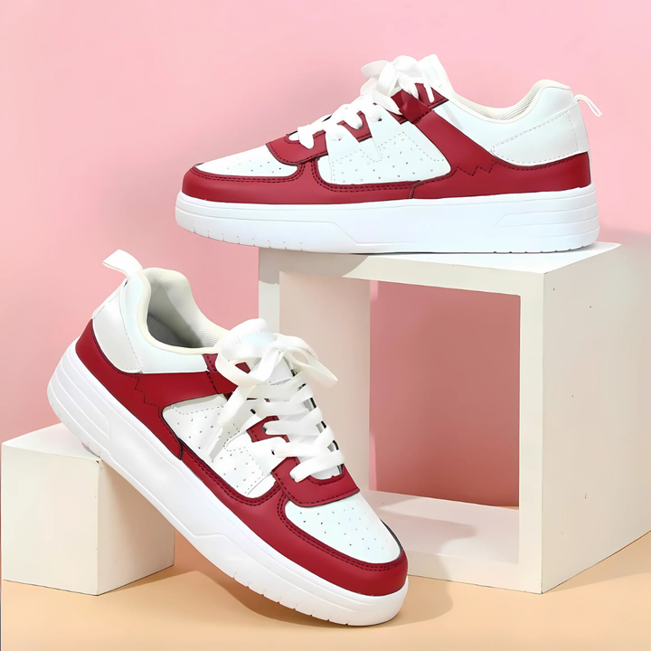 Damen Sommer-Sneaker mit Schnürsenkeln und dicker Sohle