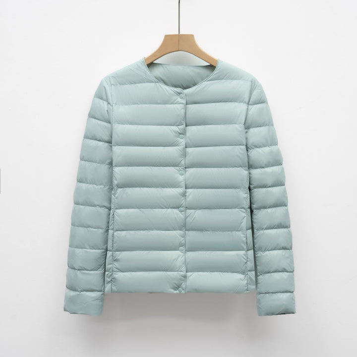 Kragenlose, tragbare Daunenjacke für Frühling und Winter