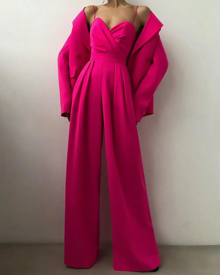Ärmelloser Jumpsuit mit hohem Bund und weitem Bein