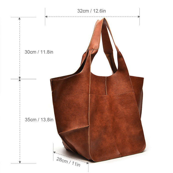 Übergroße Vintage-Umhängetasche aus Leder für Damen
