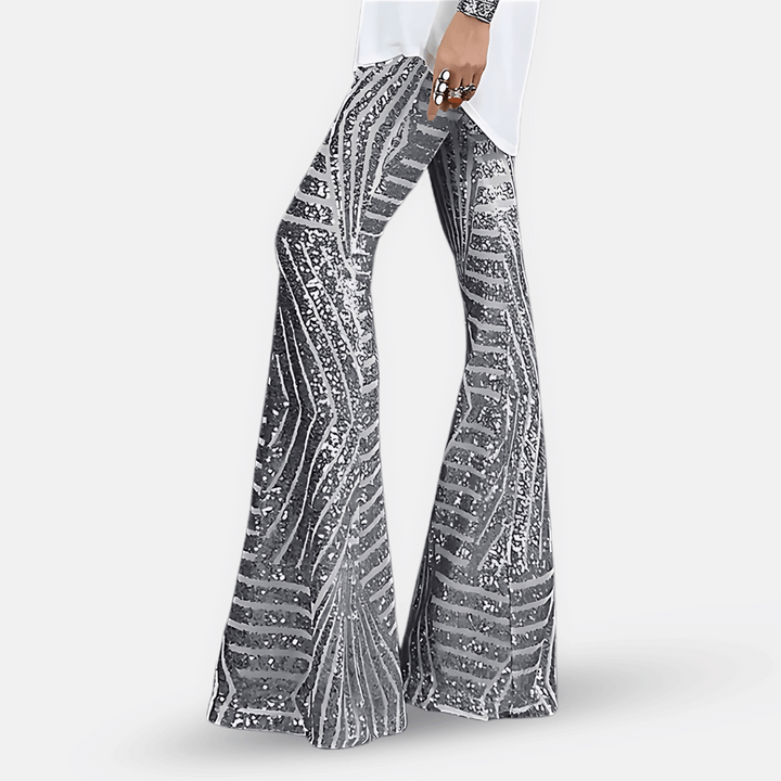 Schlaghose mit Pailletten und hoher Taille für Damen