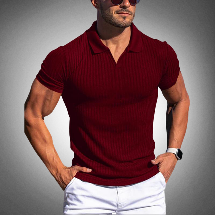 Herren Poloshirt für den Sommer mit kurzen Ärmeln und Ripptextur