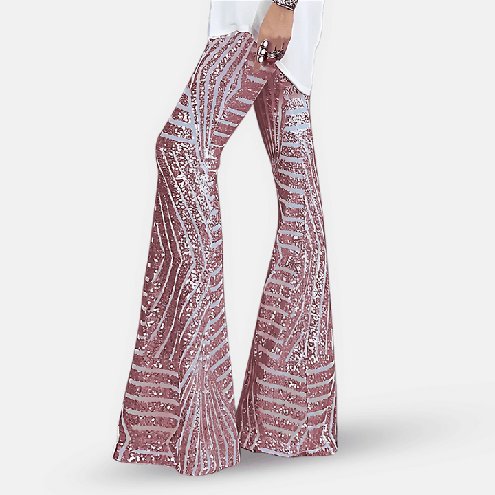 Schlaghose mit Pailletten und hoher Taille für Damen