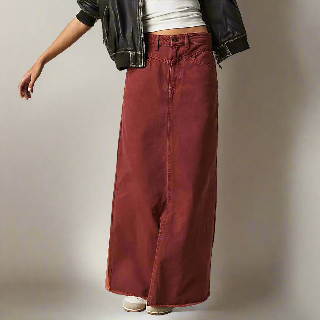 Gerade geschnittener Jeansrock mit hoher Taille