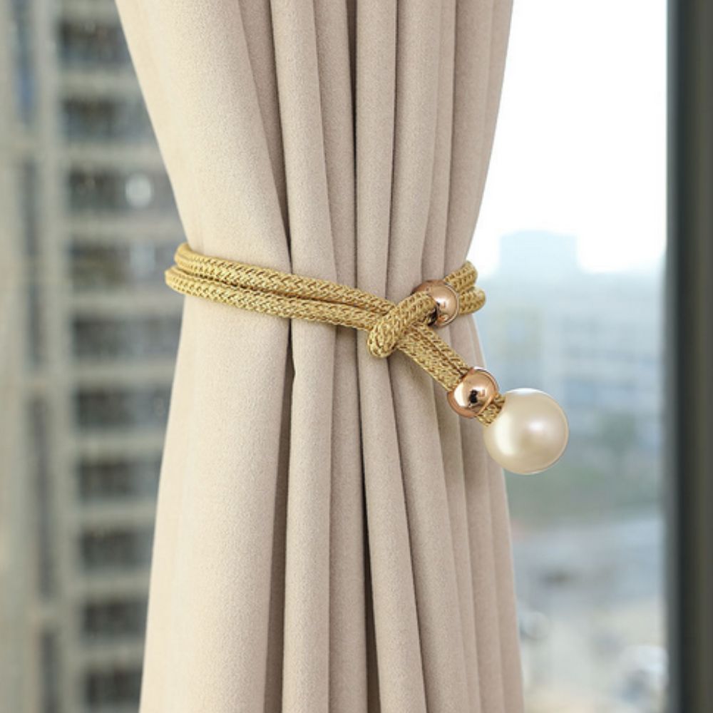 Glänzendes, elegantes 2-teiliges Set Perlenvorhang mit Raffhalter