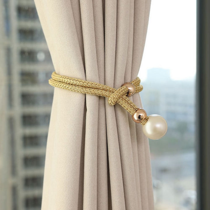 Glänzendes, elegantes 2-teiliges Set Perlenvorhang mit Raffhalter