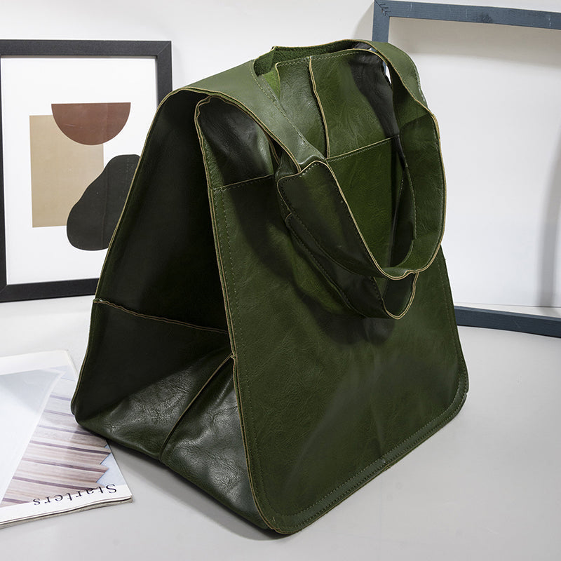 Übergroße Vintage-Umhängetasche aus Leder für Damen