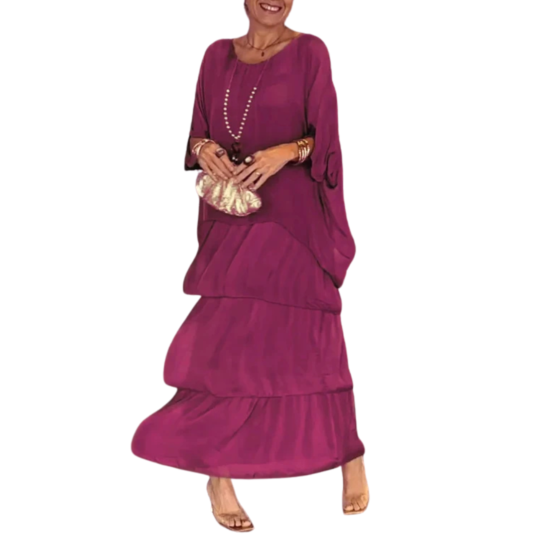 Damen Sommer-Maxikleid mit Rundhalsausschnitt
