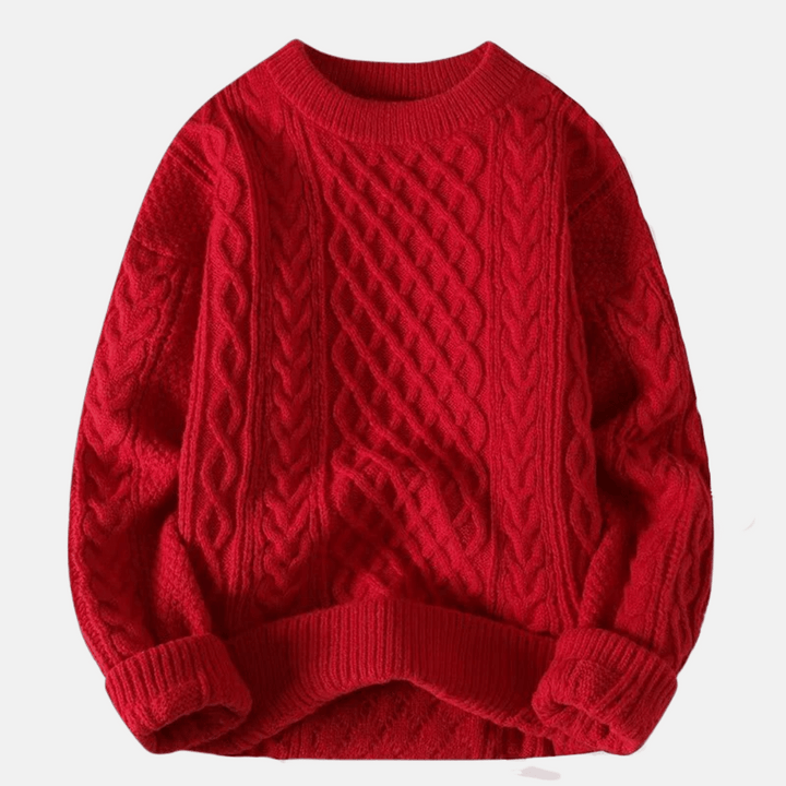 Einfarbiger gestrickter Winterpullover für Herren