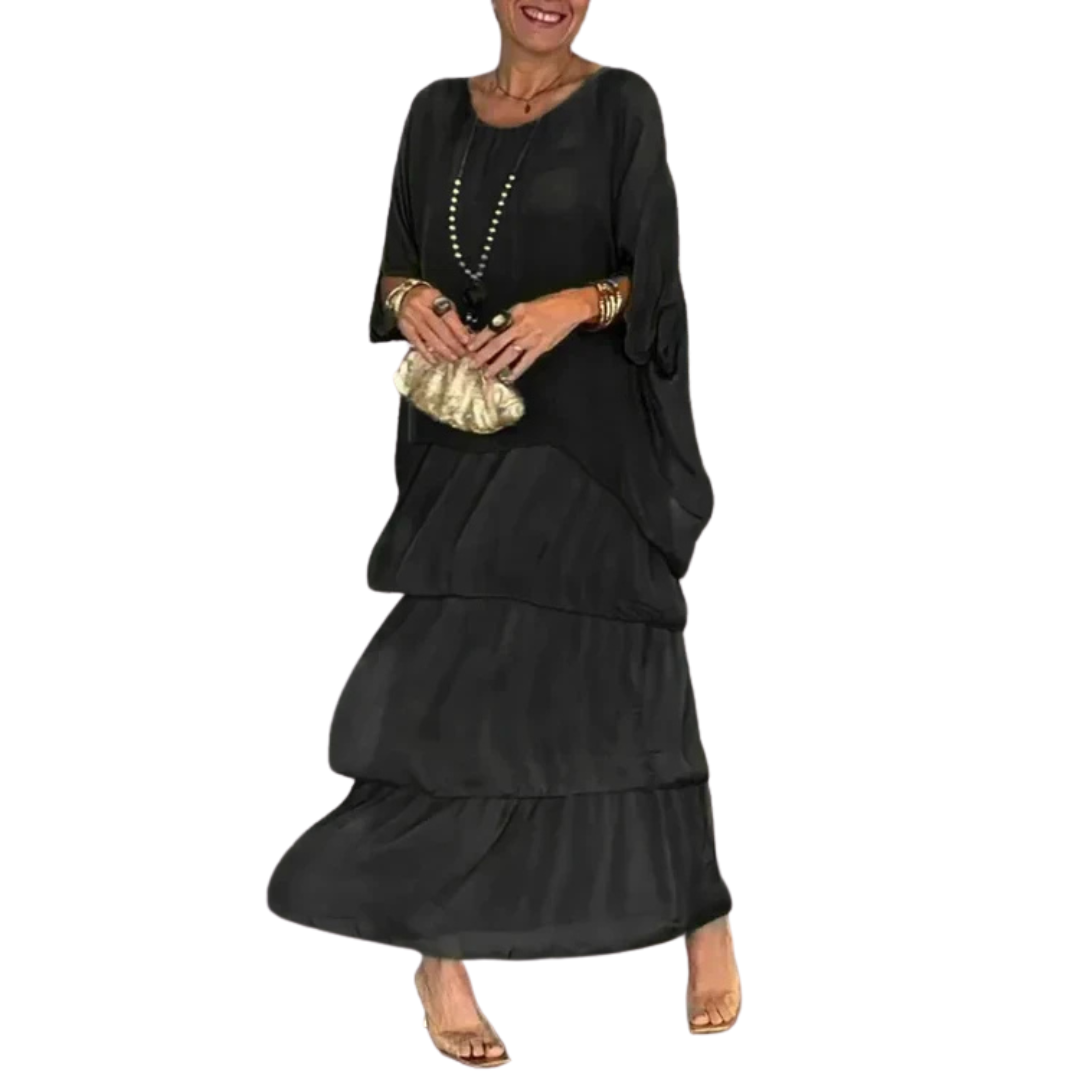 Damen Sommer-Maxikleid mit Rundhalsausschnitt