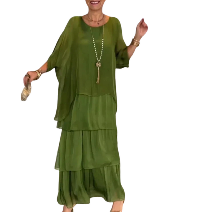 Damen Sommer-Maxikleid mit Rundhalsausschnitt