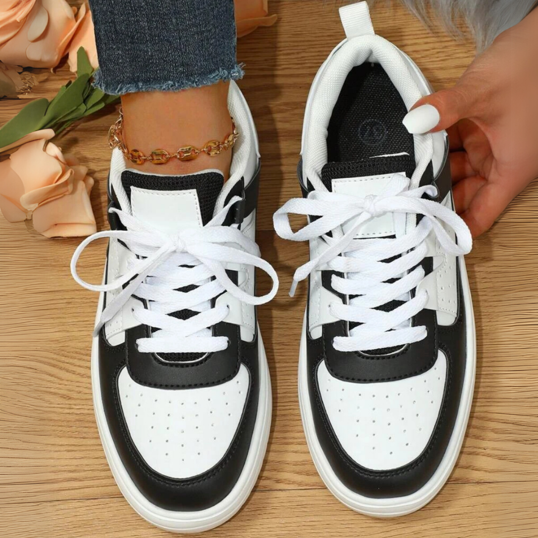 Damen Sommer-Sneaker mit Schnürsenkeln und dicker Sohle
