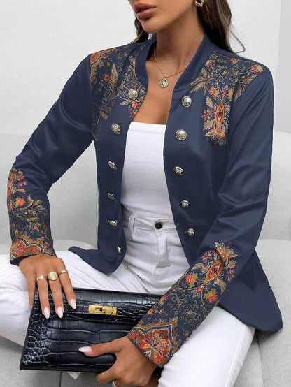 Damenblazer mit Blumenmuster und Knöpfen für den Sommer
