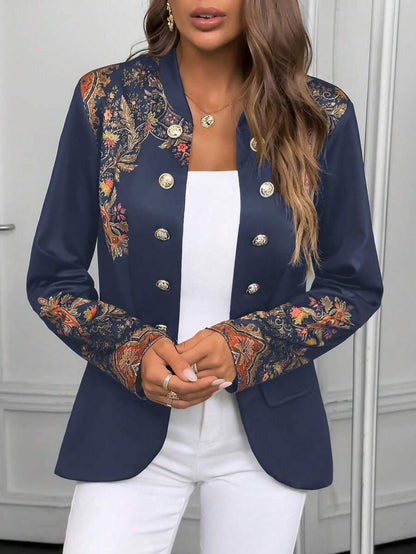 Damenblazer mit Blumenmuster und Knöpfen für den Sommer