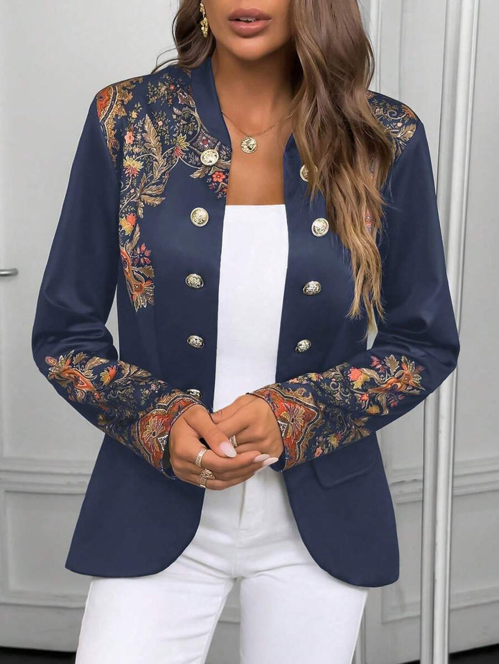 Damenblazer mit Blumenmuster und Knöpfen für den Sommer
