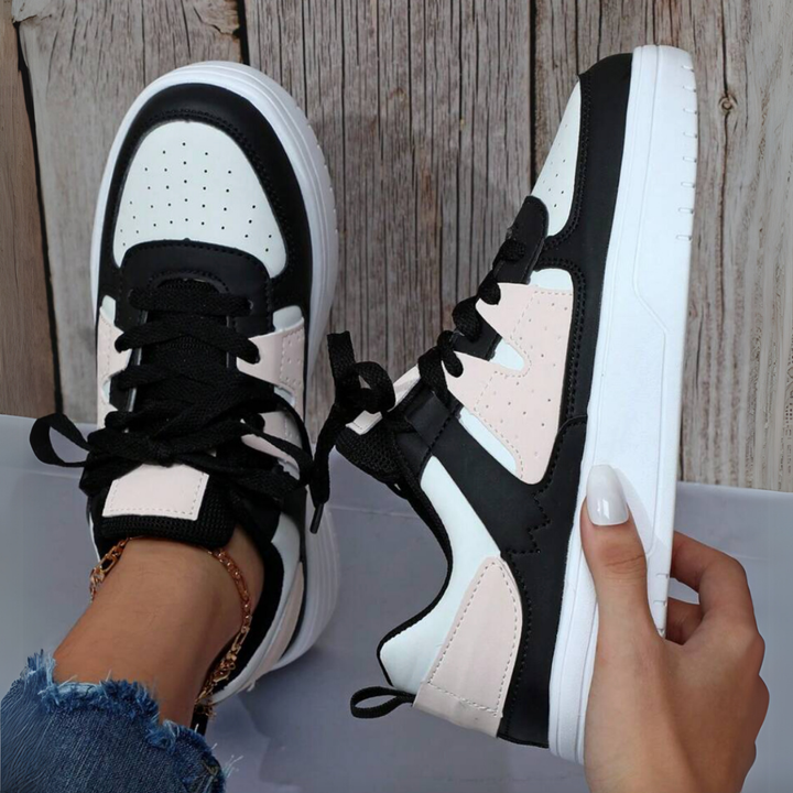 Damen Sommer-Sneaker mit Schnürsenkeln und dicker Sohle