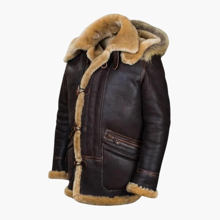 Herren Winterjacke mit Schaffellkapuze