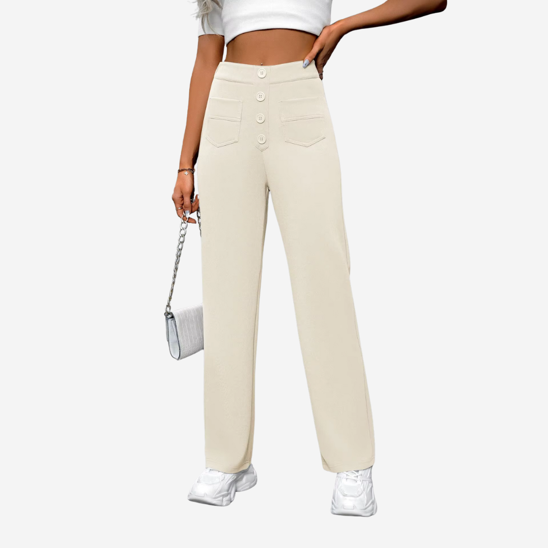 Hoch taillierte Straight-Leg-Hose für Damen