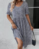 Damen Sommer Midikleid mit Blumenmuster und kurzen Ärmeln
