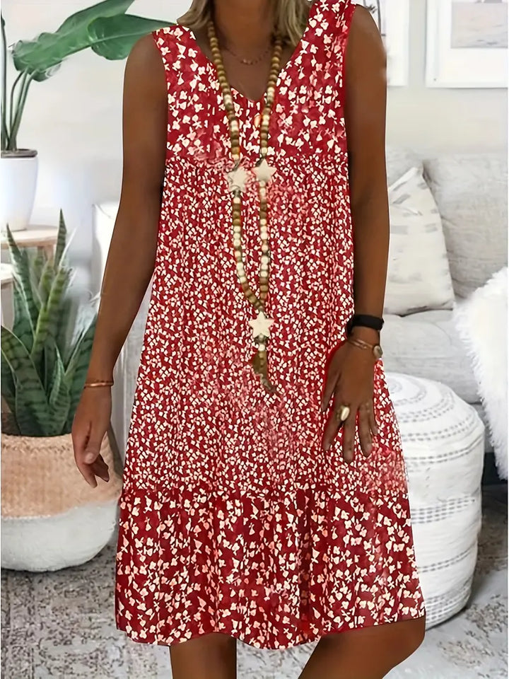 Damen Sommer Minikleid mit V-Ausschnitt und Blumenmuster