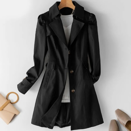Damen Trenchcoat mit langen Ärmeln und Knopfverschluss