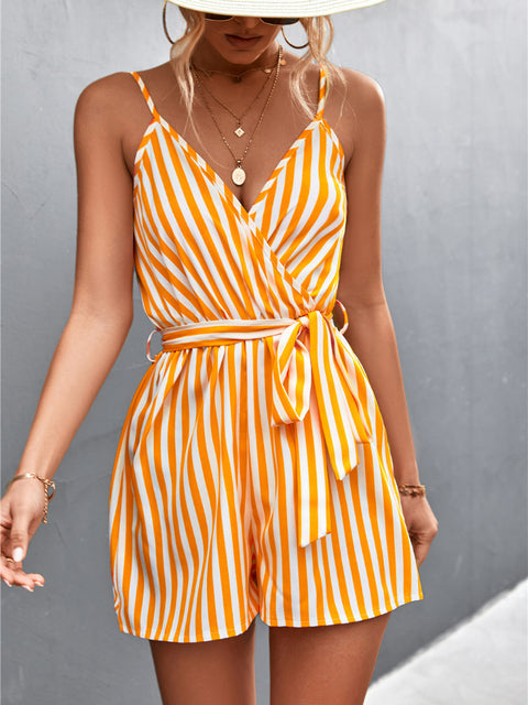 Damen ärmelloser Jumpsuit mit Streifen für den Sommer